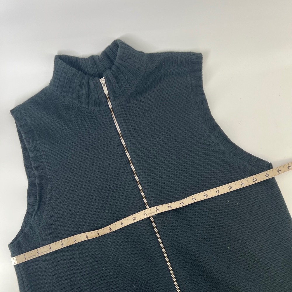 Vintage 90s Banana Republic Merino Wool Sweater Vest Mens L Charcoal Gray Zip - Picture 6 of 6